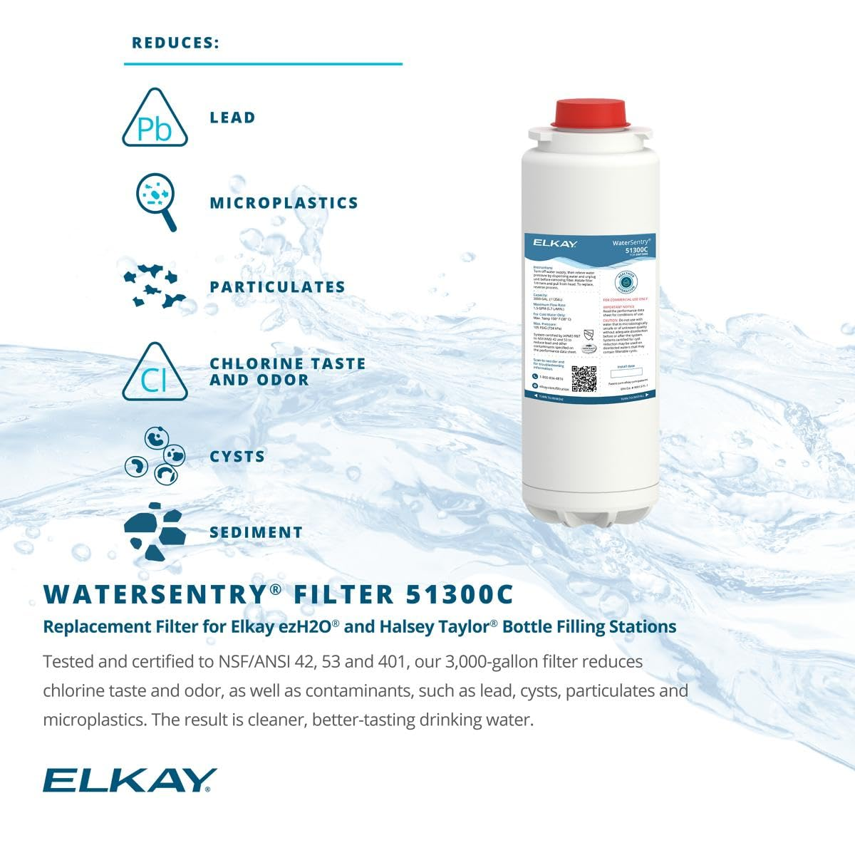 Elkay 51300c Replacement Filter 51300C, ERF750,55898C Filter (Bottle Fillers)